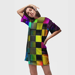 Футболка женская длинная Colored Geometric 3D pattern, цвет: 3D-принт — фото 2