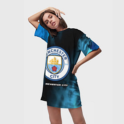 Футболка женская длинная МАНЧЕСТЕР СИТИ Manchester City 5, цвет: 3D-принт — фото 2