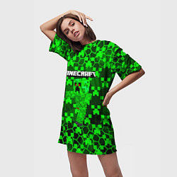 Футболка женская длинная Minecraft КРИПЕРЫ, цвет: 3D-принт — фото 2