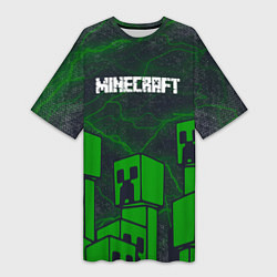Женская длинная футболка Minecraft майнкрафт Зомби