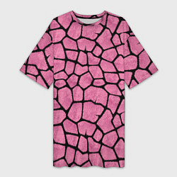 Женская длинная футболка Шерсть розового жирафа