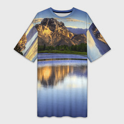 Футболка женская длинная Горы mountains, цвет: 3D-принт
