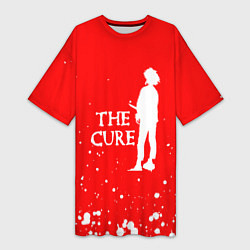 Женская длинная футболка The cure белые брызги