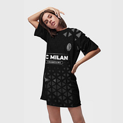 Футболка женская длинная AC Milan Форма Champions, цвет: 3D-принт — фото 2