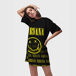 Футболка женская длинная Smile Nirvana, цвет: 3D-принт — фото 2