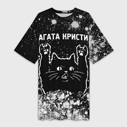 Футболка женская длинная Агата Кристи Rock Cat FS, цвет: 3D-принт