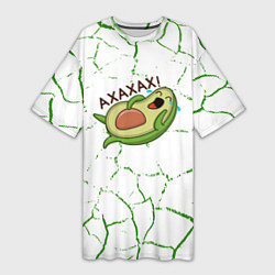 Женская длинная футболка Авокадо зелёные Трещины