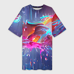 Женская длинная футболка Neon splashes