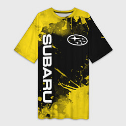 Женская длинная футболка СУБАРУ - SUBARU Желтые пятна