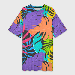 Женская длинная футболка Тропические экзотические листья