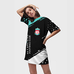 Футболка женская длинная Liverpool footba lclub, цвет: 3D-принт — фото 2