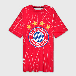Женская длинная футболка Bayern munchen белые царапины на красном фоне