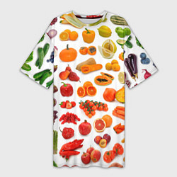 Женская длинная футболка VEGETABLE FRUIT ABUNDANCE