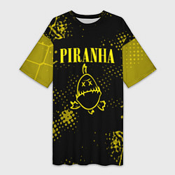 Футболка женская длинная Nirvana piranha, цвет: 3D-принт