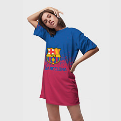 Футболка женская длинная Fc barcelona, цвет: 3D-принт — фото 2