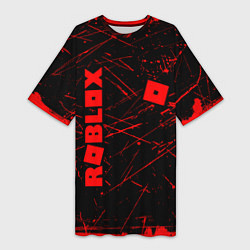 Футболка женская длинная ROBLOX красный логотип, цвет: 3D-принт