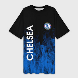 Женская длинная футболка Chelsea пламя