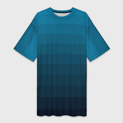 Футболка женская длинная Blue stripes gradient, цвет: 3D-принт