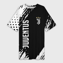 Футболка женская длинная Fc juventus фс ювентус, цвет: 3D-принт