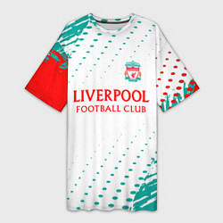 Футболка женская длинная Liverpool краски, цвет: 3D-принт