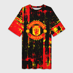 Женская длинная футболка Manchester united краска