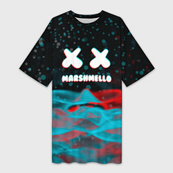 Женская длинная футболка Marshmello logo крапинки