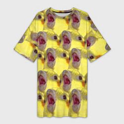 Женская длинная футболка Попугай Корелла Орёт Мем