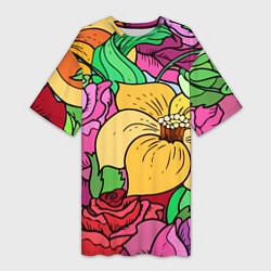 Женская длинная футболка Красочные летние цветы Fashion trend