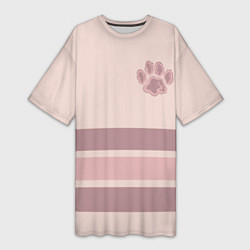 Женская длинная футболка Коричневые полосы на кремовом фоне stripes cream c