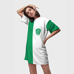 Футболка женская длинная ФК Ахмат бело-зеленая форма, цвет: 3D-принт — фото 2