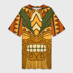 Женская длинная футболка Polynesian tiki ANGRY