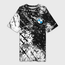 Женская длинная футболка BMW : Испачканная ЧБ