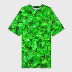 Футболка женская длинная Зелёные листья - текстура, цвет: 3D-принт