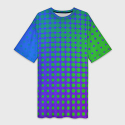Футболка женская длинная Blue Green gradient, цвет: 3D-принт