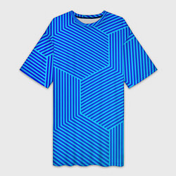 Женская длинная футболка Blue geometry линии