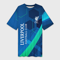 Женская длинная футболка Ливерпуль Синяя абстракция