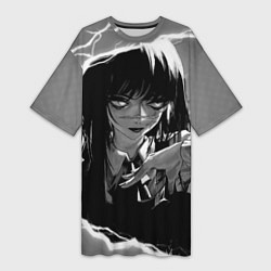 Женская длинная футболка Человек-бензопила : Мичико - Полутона