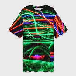 Женская длинная футболка Абстрактное множество цветных линий