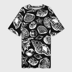 Женская длинная футболка Паттерн из морских ракушек