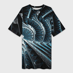 Женская длинная футболка Кибернетический абстрактный тоннель