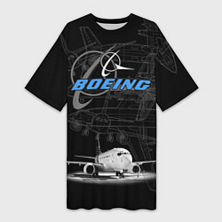 Футболка женская длинная Boeing 737, цвет: 3D-принт