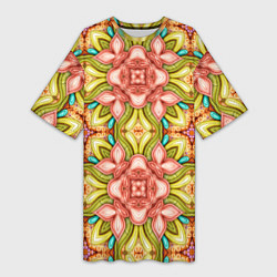 Футболка женская длинная Объемный калейдоскоп с узорами, цвет: 3D-принт