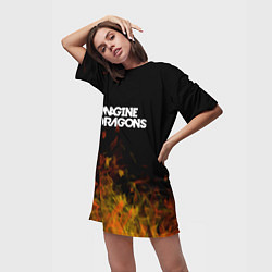Футболка женская длинная Imagine Dragons - пламя, цвет: 3D-принт — фото 2
