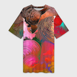 Женская длинная футболка Стилизованная композиция из океанских ракушек