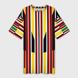 Женская длинная футболка Геометрические цветные фигуры полосы geometry