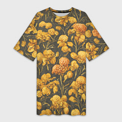 Женская длинная футболка Цветы в викторианском стиле