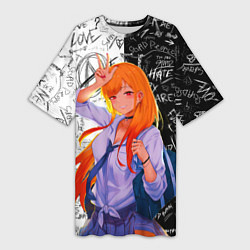 Футболка женская длинная Марин Китагава - фарфоровая кукла, цвет: 3D-принт