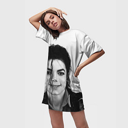 Футболка женская длинная Майкл Джексон Фото, цвет: 3D-принт — фото 2