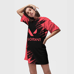 Футболка женская длинная Valorant - краска, цвет: 3D-принт — фото 2
