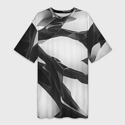 Женская длинная футболка Осколки кристалла, тёмная абстракция